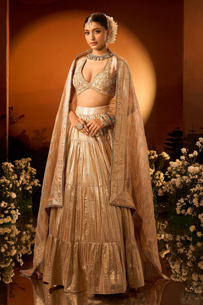 Pink Banarasi Chanderi Lehenga Set