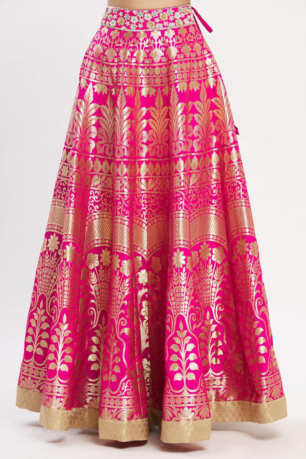 Pink Banarasi Silk Lehenga Set