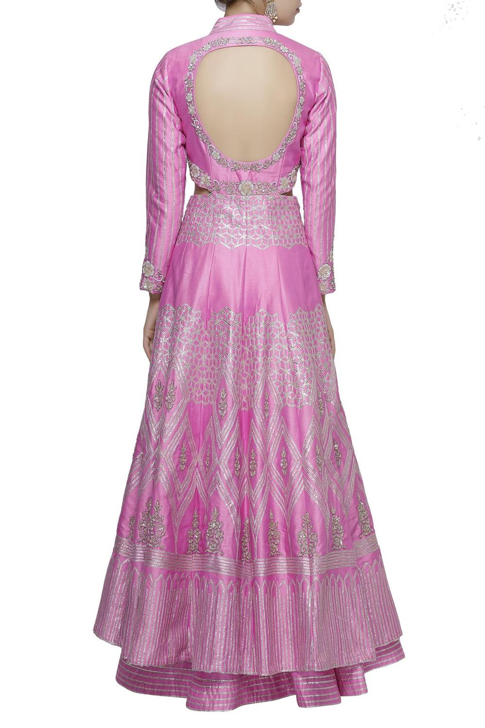 Pink Chanderi Kurta Lehenga Set