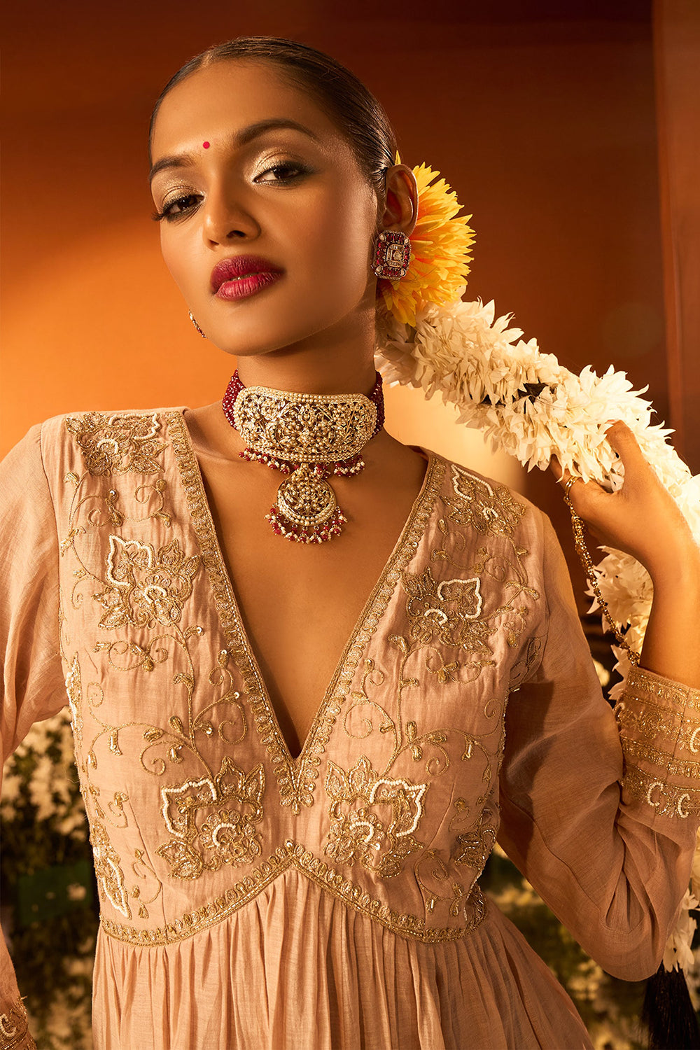 Pink Embroidered Anarkali Set