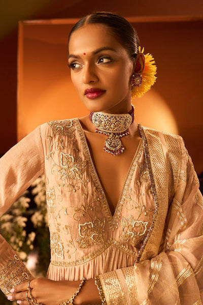 Pink Embroidered Anarkali Set