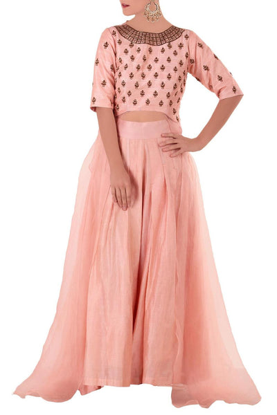 Pink Embroidered Kurta Pant Set