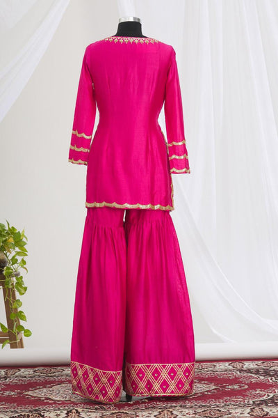 Pink Embroidered Kurta Sharara Set