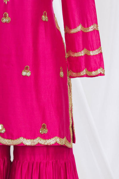 Pink Embroidered Kurta Sharara Set