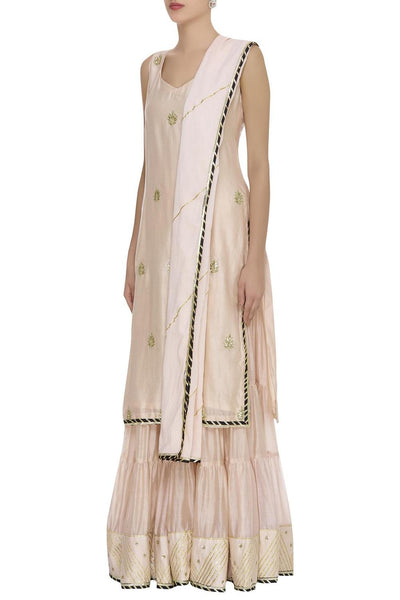 Pink Gota And Sequin Embroidered Kurta Sharara Set