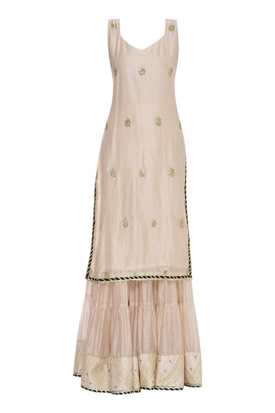 Pink Gota And Sequin Embroidered Kurta Sharara Set