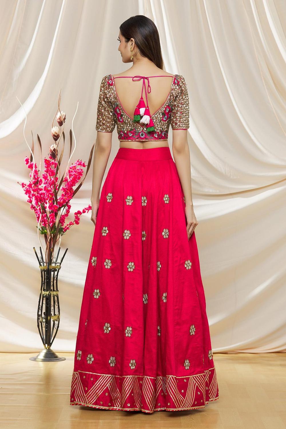 Raw Silk Sequin Embroidered Lehenga Set