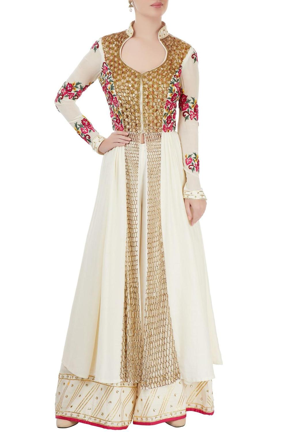 White Embroidered Palazzo Set