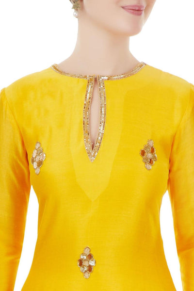 Yellow And White Embroidered Kurta Set