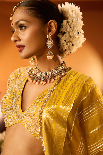 Yellow Banarasi Chanderi Lehenga Set