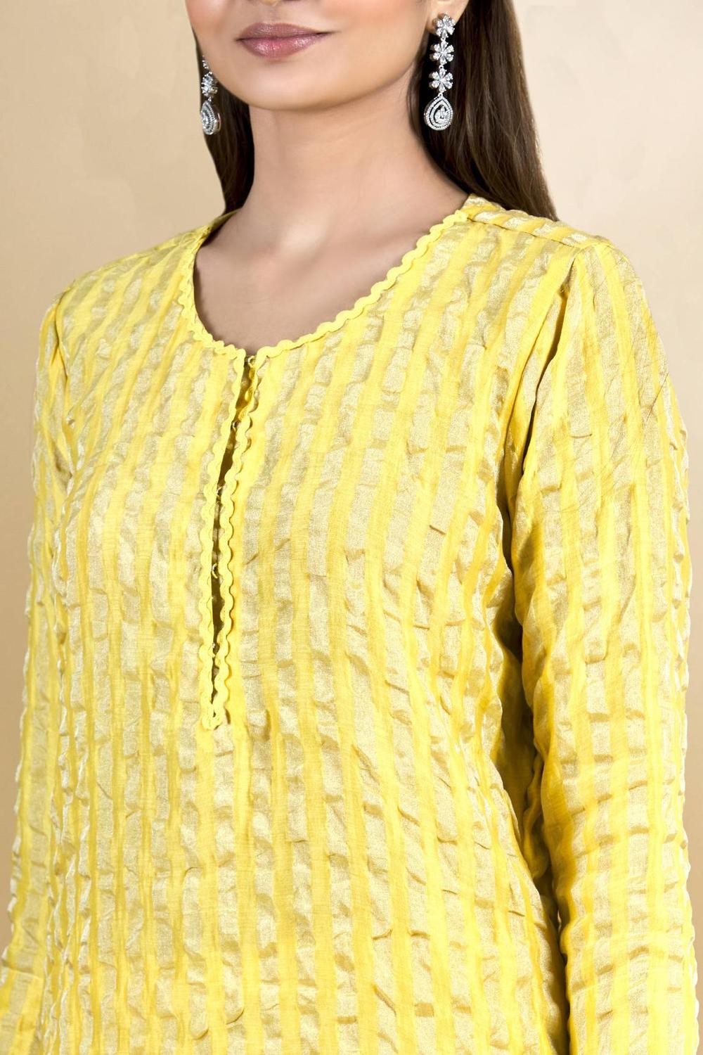 Yellow Chanderi Kurta Set