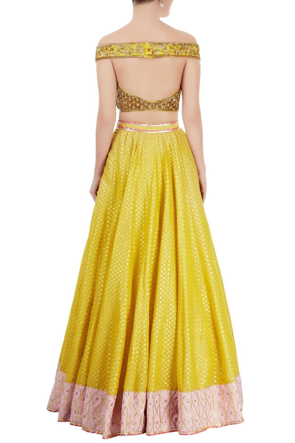 Yellow Chanderi Lehenga Set