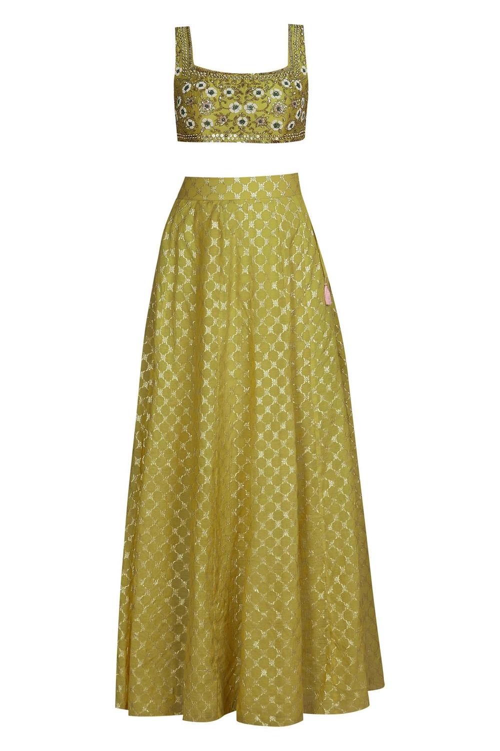 Yellow Chanderi Lehenga Set