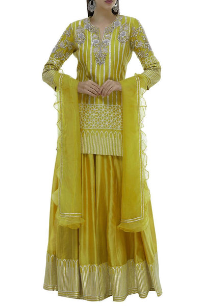 Yellow Chanderi Silk Kurta Set