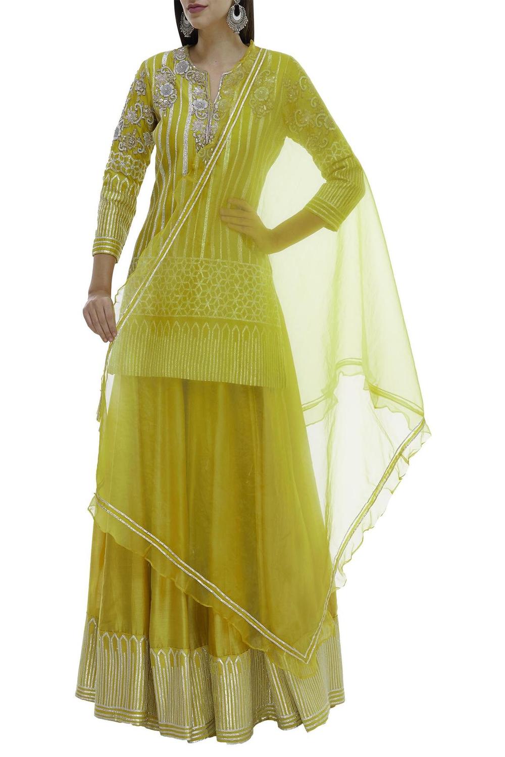 Yellow Chanderi Silk Kurta Set