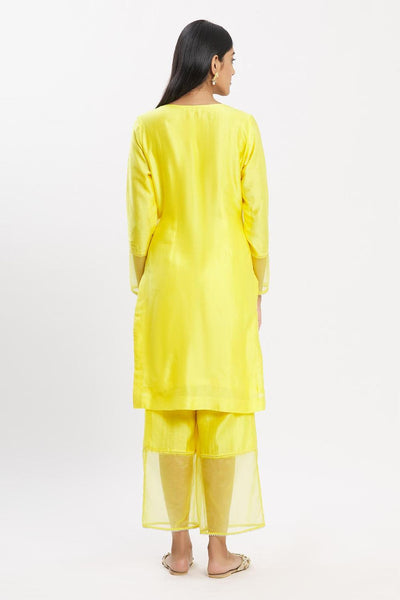 Yellow Chanderi Silk Kurta Set