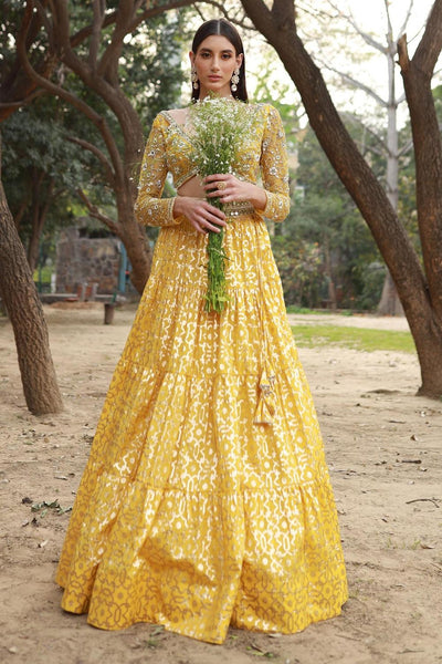 Yellow Chanderi Silk Lehenga Set