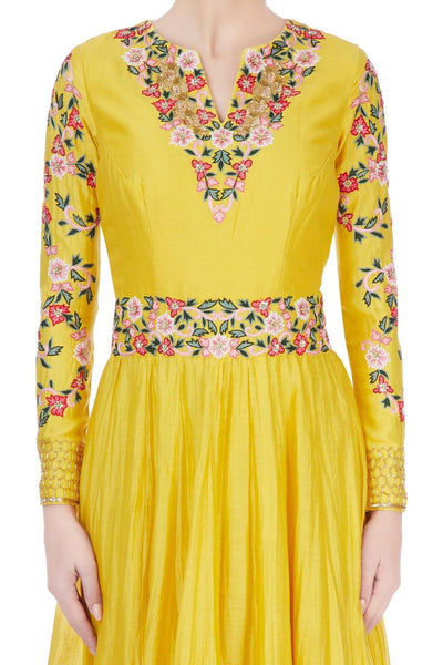 Yellow Embroidered Anarkali Set