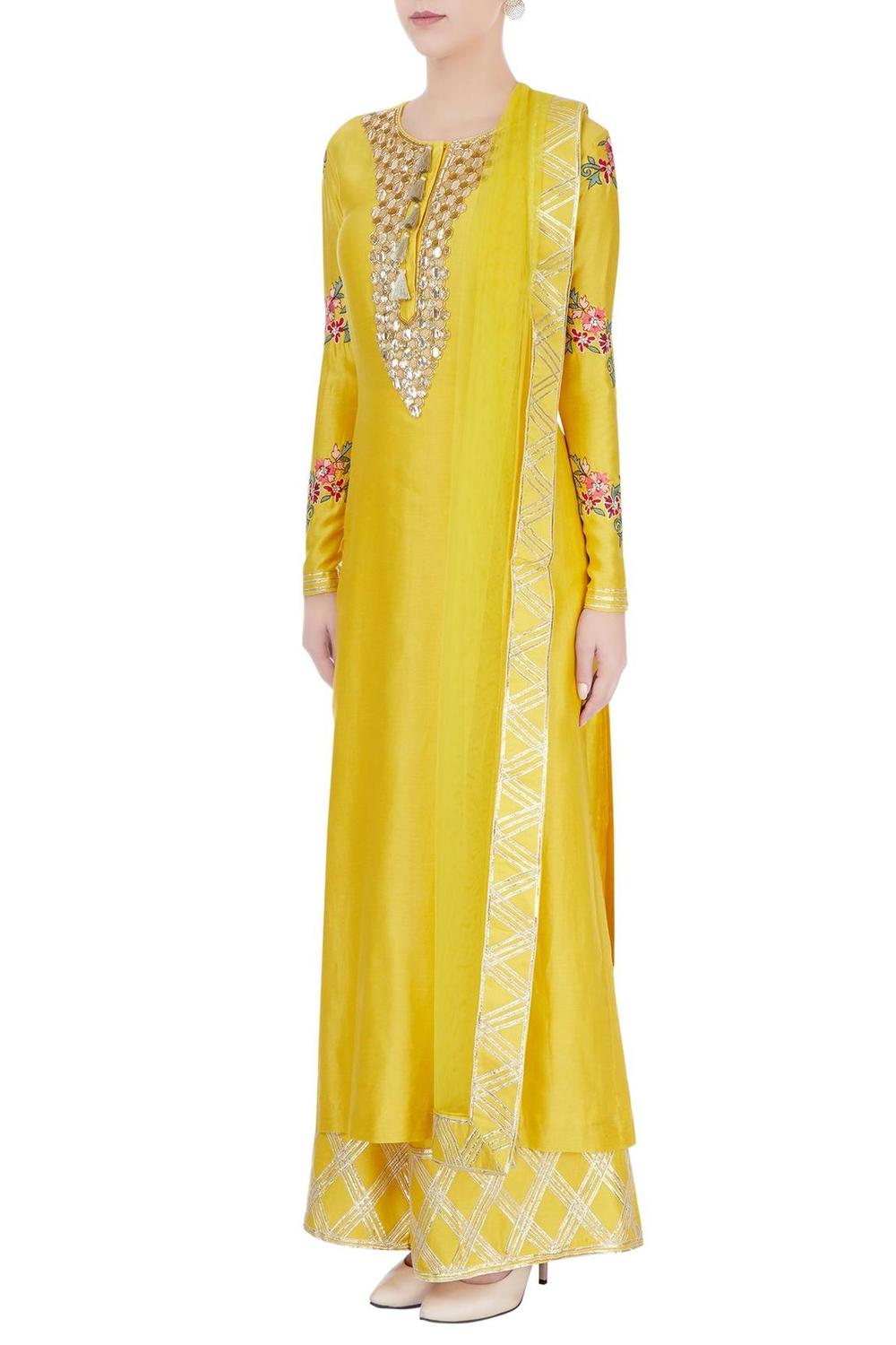 Yellow Embroidered Kurta Set