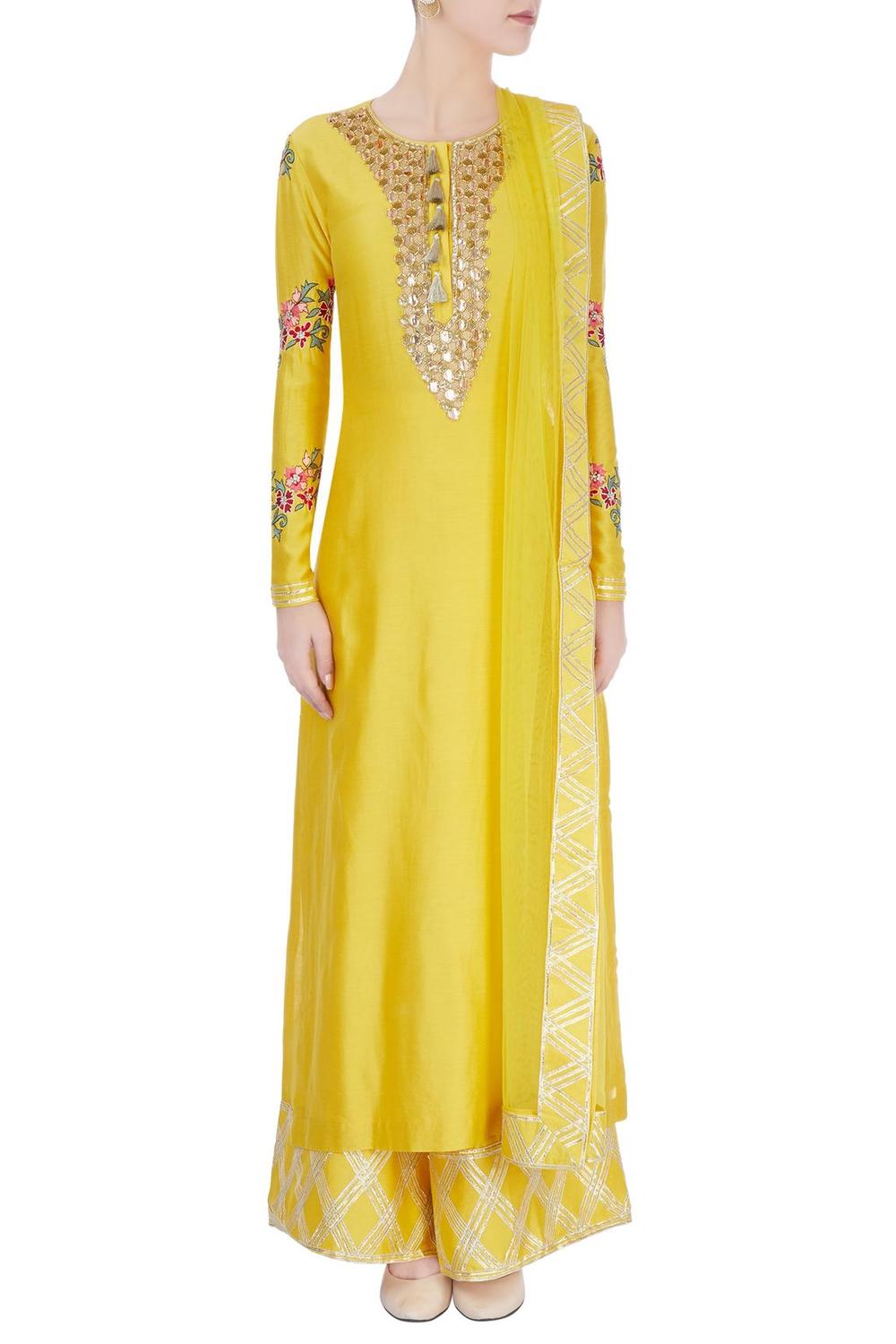 Yellow Embroidered Kurta Set