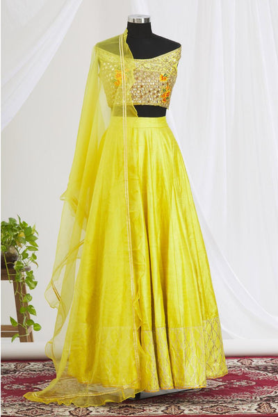 Yellow Embroidered Lehenga Set