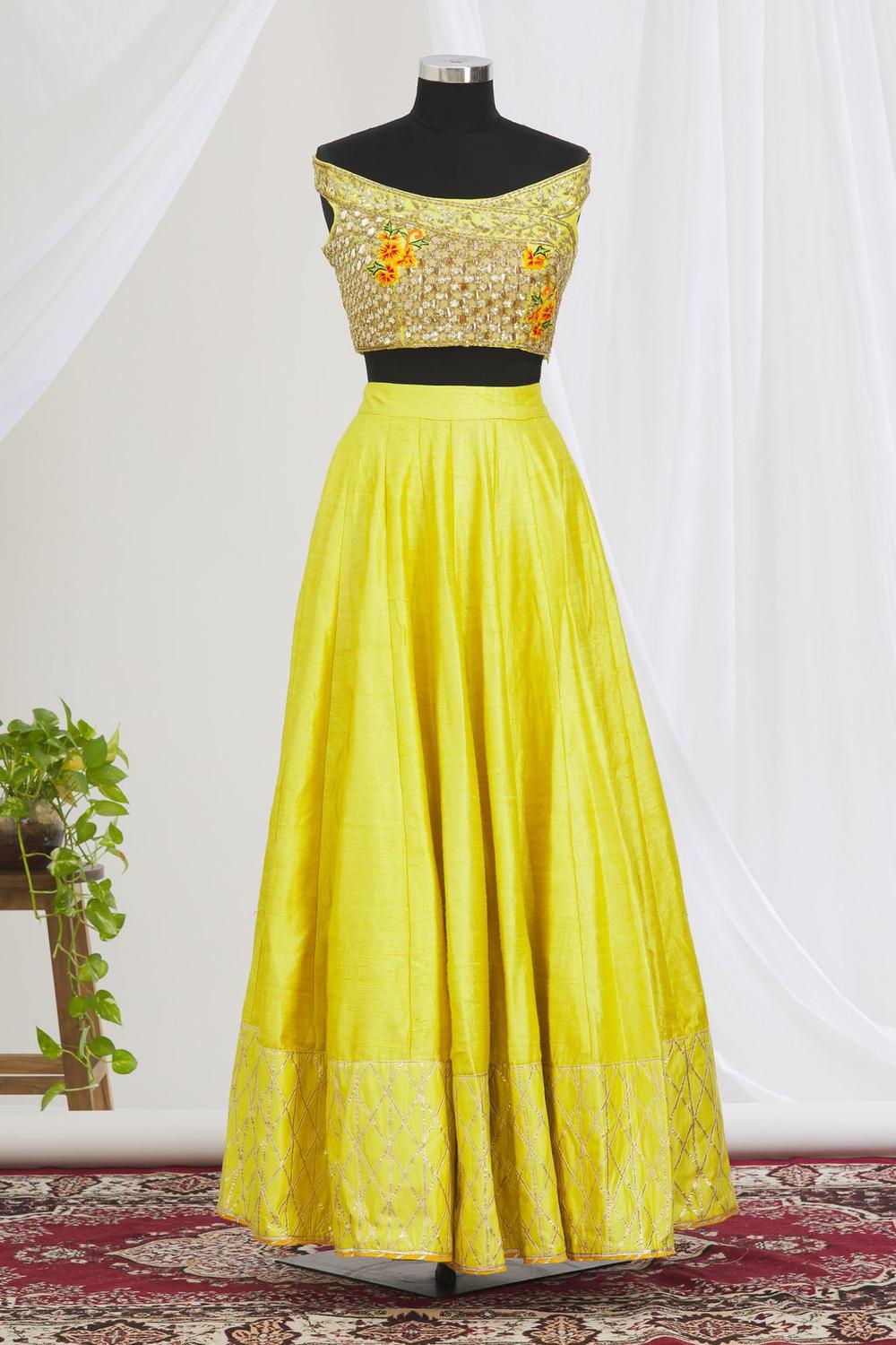 Yellow Embroidered Lehenga Set