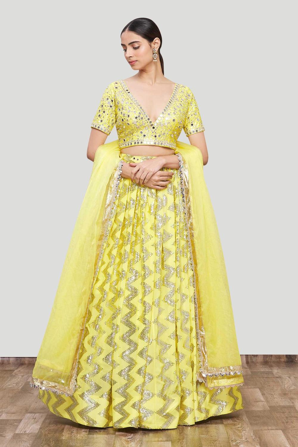 Yellow Embroidered Lehenga Set