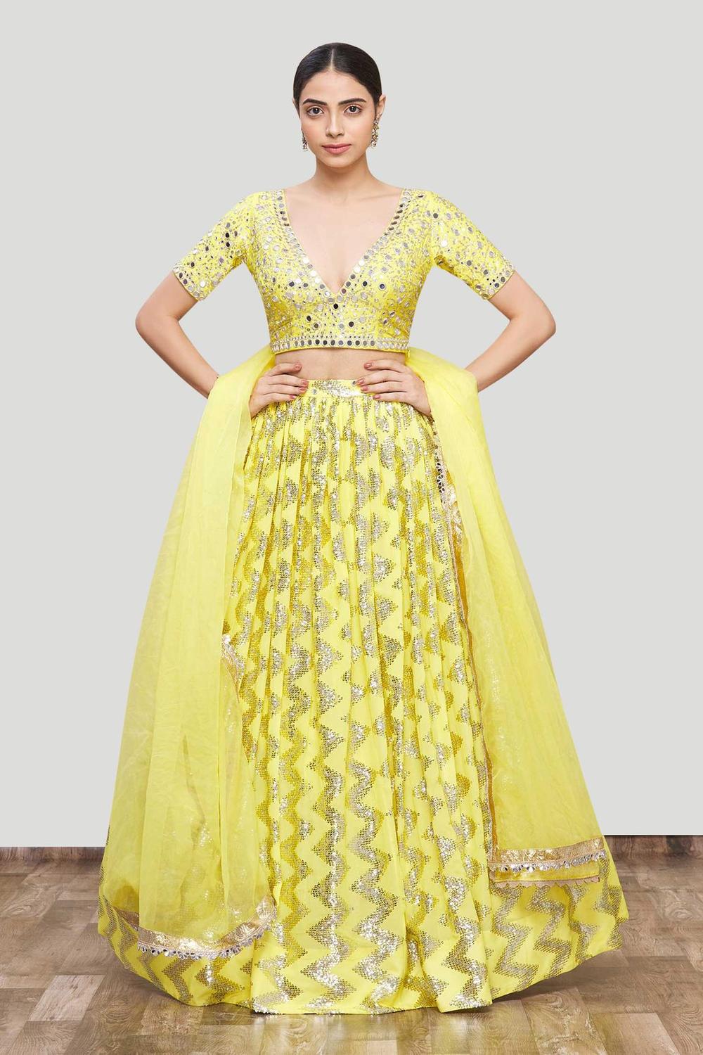 Yellow Embroidered Lehenga Set