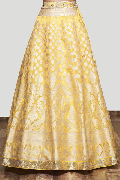 Yellow Organza Banarasi Lehenga Set