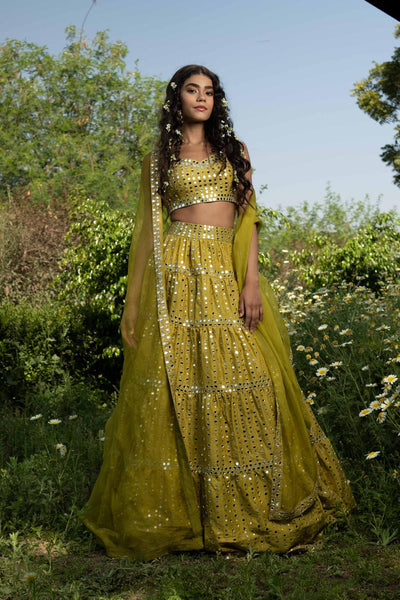 Yellow Silk Lehenga Set