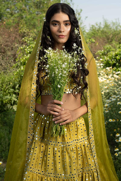 Yellow Silk Lehenga Set