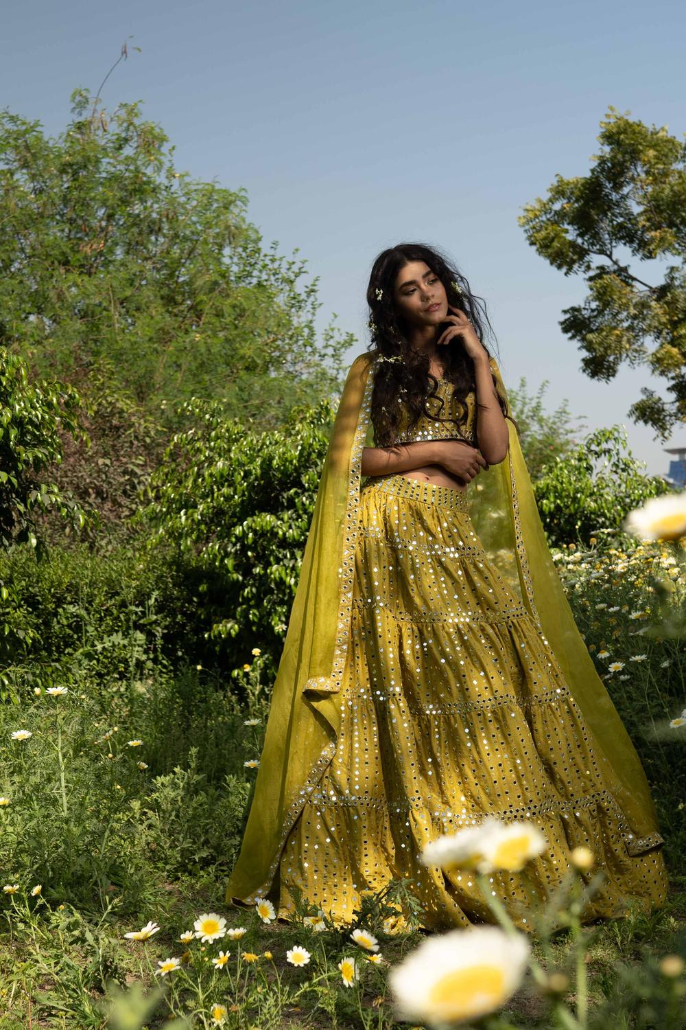 Yellow Silk Lehenga Set